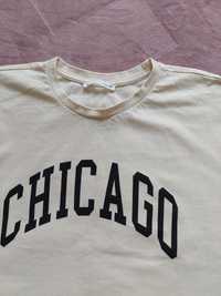 Kremowa Koszulka T-shirt Chicago Sinsay M