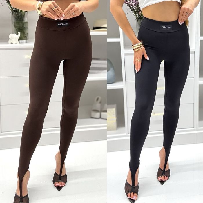 Eleganckie kobiece legginsy na paluszek millagro czekolada czarne