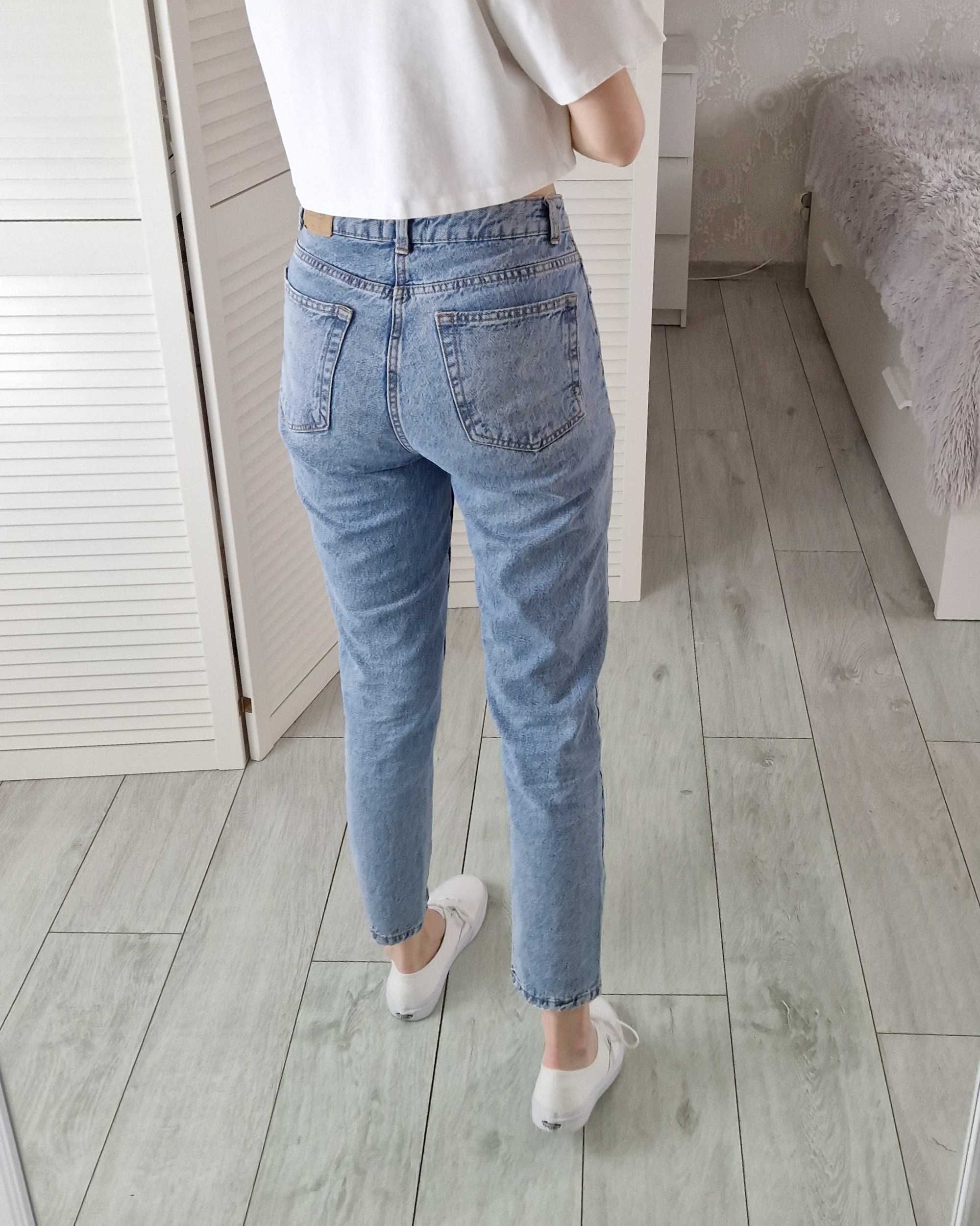 Bershka mom jeans spodnie jeansowe dżinsowe niebieskie 36