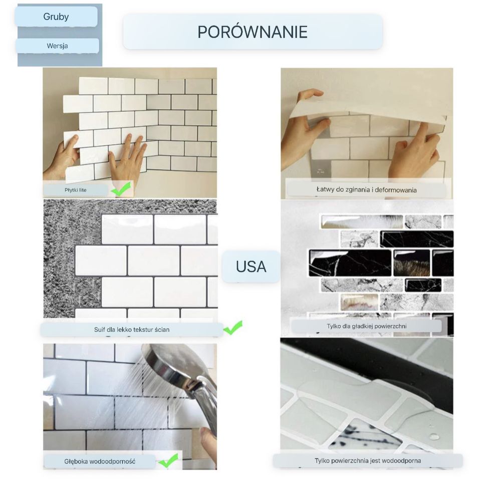 10 sztuk Panele dekoracyjne 3D do ścian Wodoodporne płytki