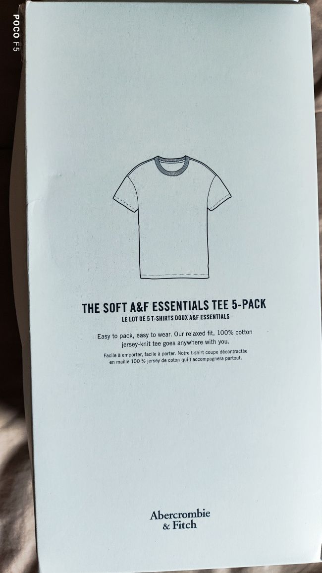 Abercrombie & Fitch 5-pak t-shirt XXL czarny khaki beżowy ecru i biały