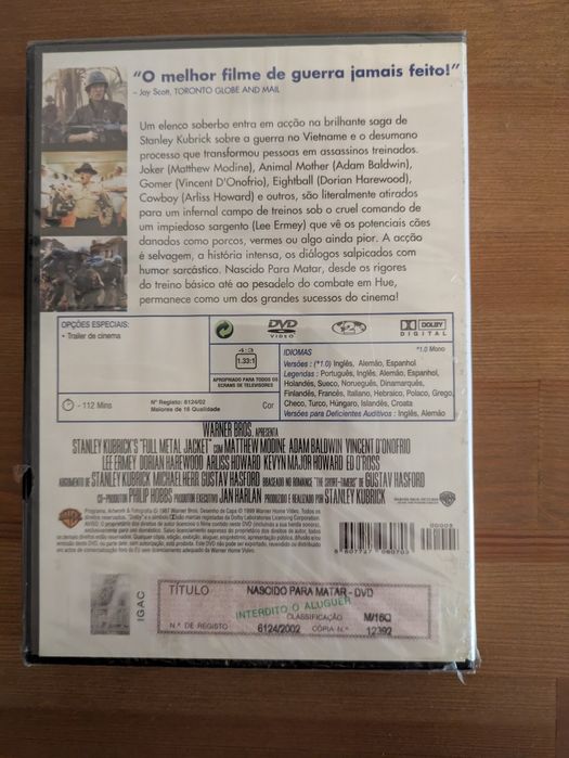 NOVO e SELADO DVD " Nascido para Matar " 1987