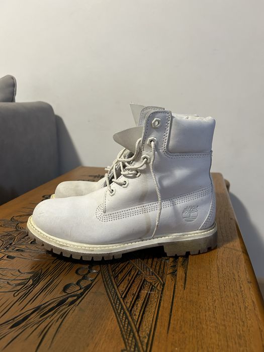 Timberland – ocieplane skórzane botki – kremowe – rozmiar 37,5–38