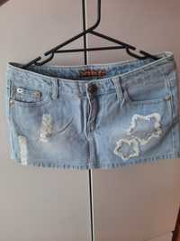 Spódniczka jeansowa mini przetarcia dziury