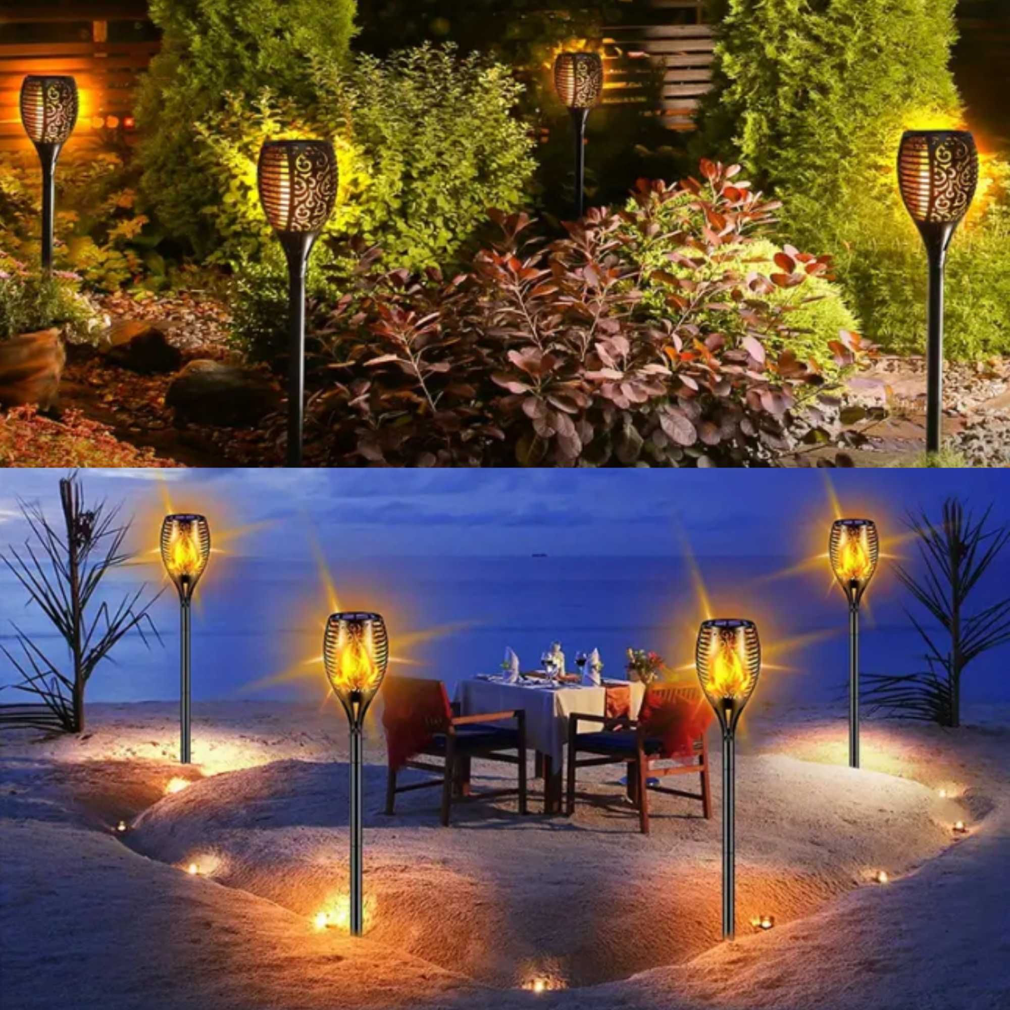 LAMPA Solarna LED POCHODNIA Efekt Płomienia Ogień x 4 sztuki Płomień