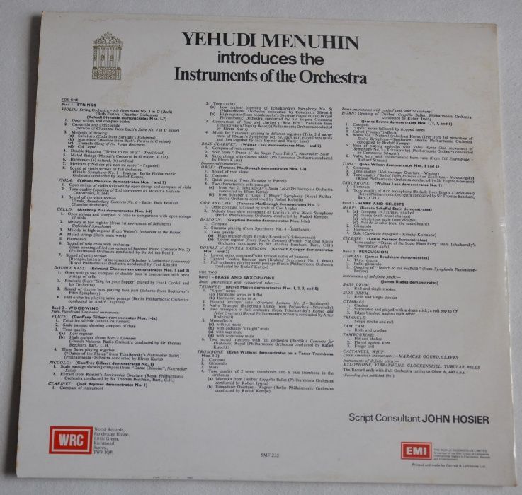 YEHUDI MENUHIN Introduces The Instruments Of The Orchestra LP VINYL