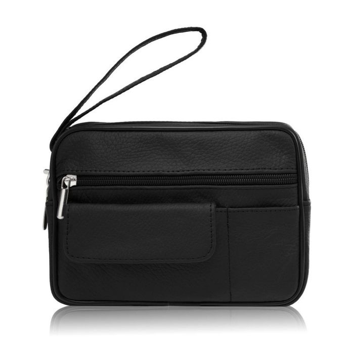 saszetka męska skórzana do ręki czarna klasyczna abruzzo abr-07