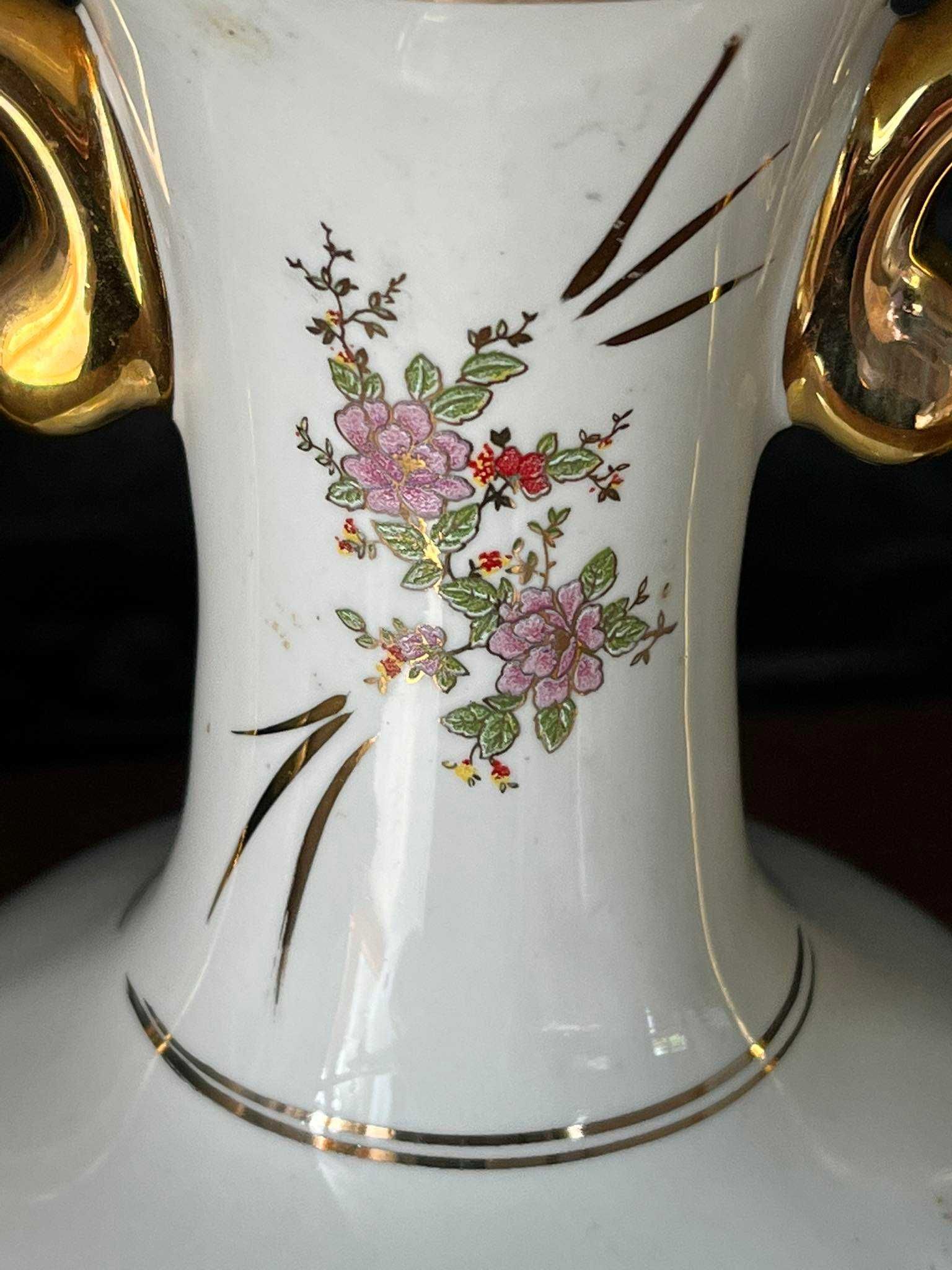 Wazon Waza Paw grecka biała porcelana szkliwiona 24 k gold złoto