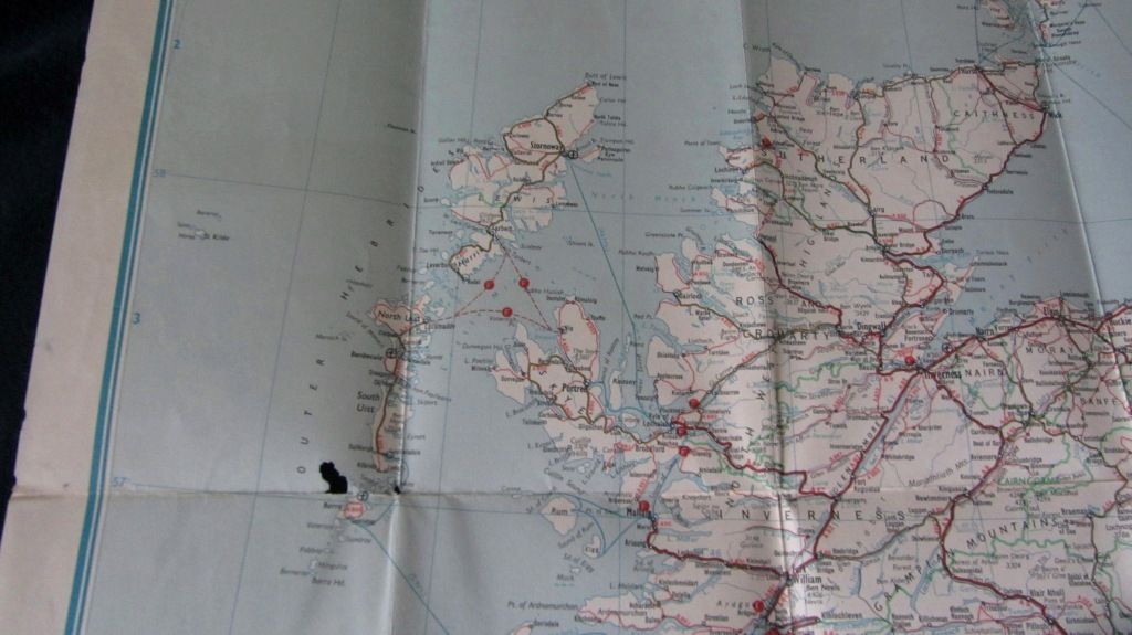 Mapa turístico Reino Unido (1964/65) com Londres e Edimburgo