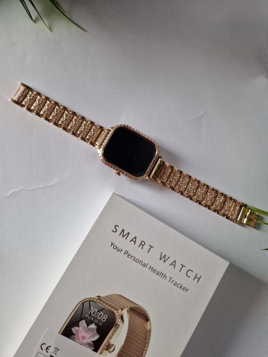Smartwatch złoty, piękna świeca bransoletka