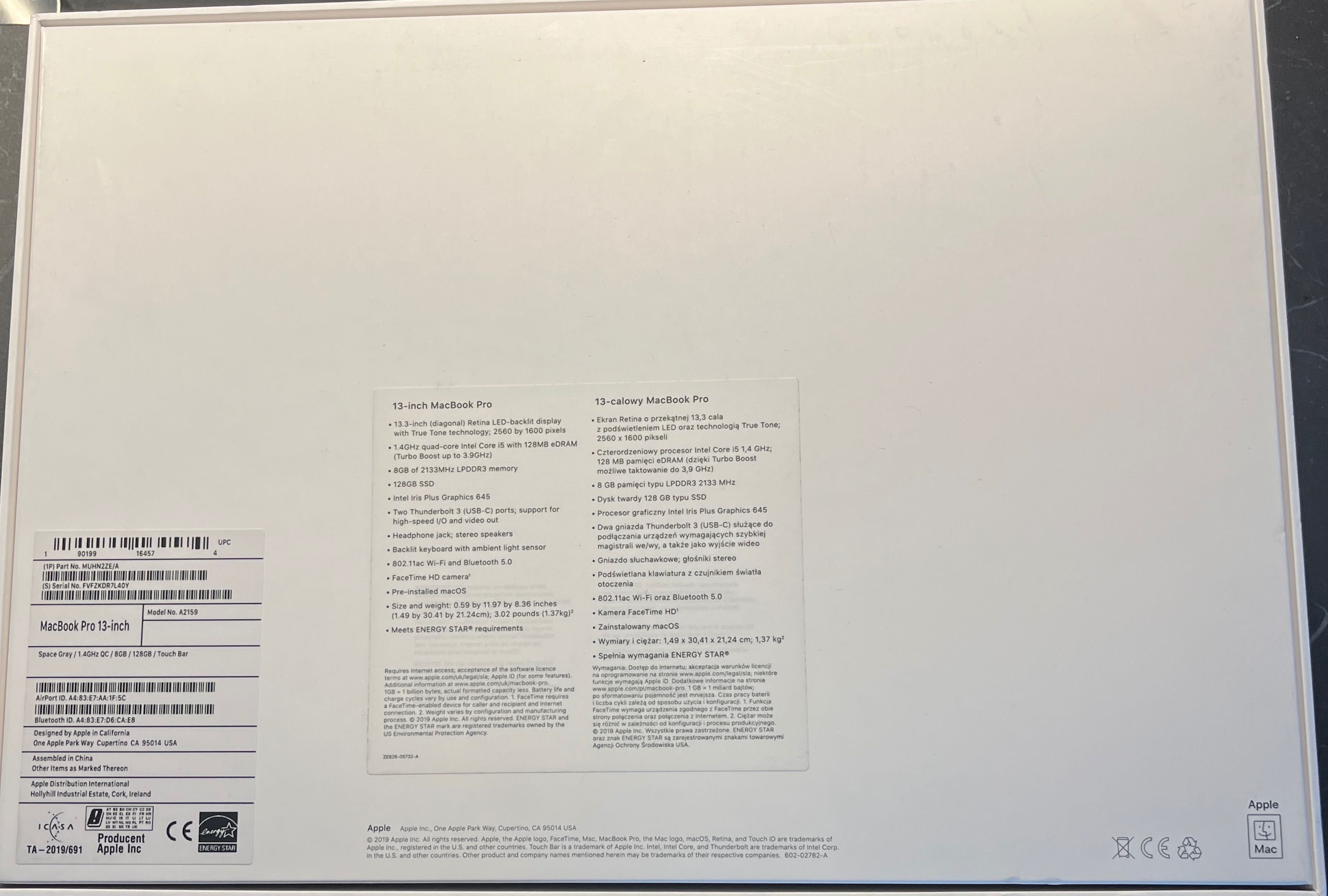 Macbook Pro 13'' 2019