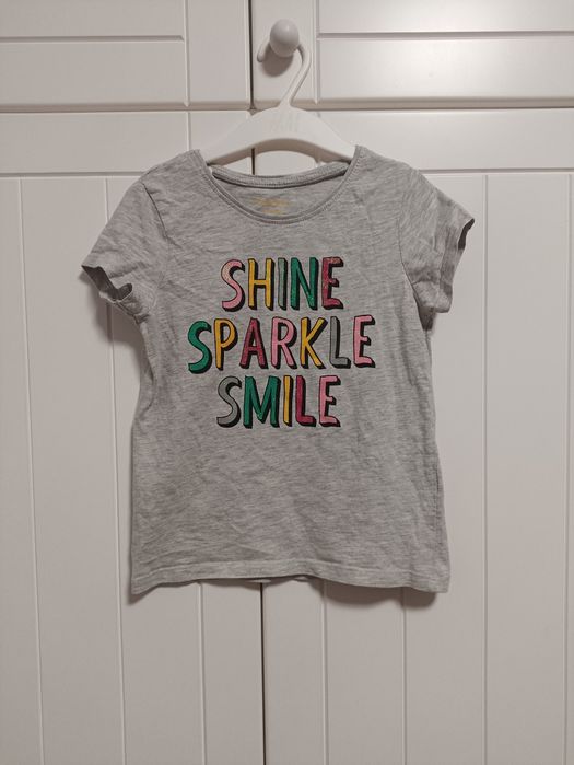 Szara koszulka T-shirt Primark r. 110 (4-5 lat) "Shine Sparkle Smile"