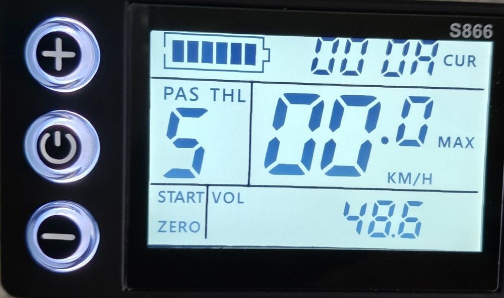 Контроллер с дисплеем S866 13А / 20А для електровелосипеда мопеда