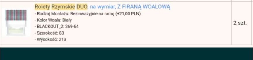 Rolety rzymskie DUO