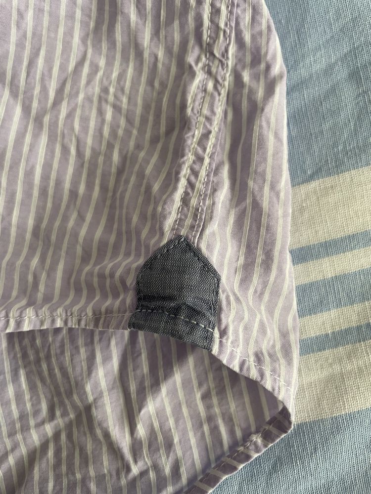 Massimo Dutti Mens Striped Casual Fit S Cotton Linen Blend