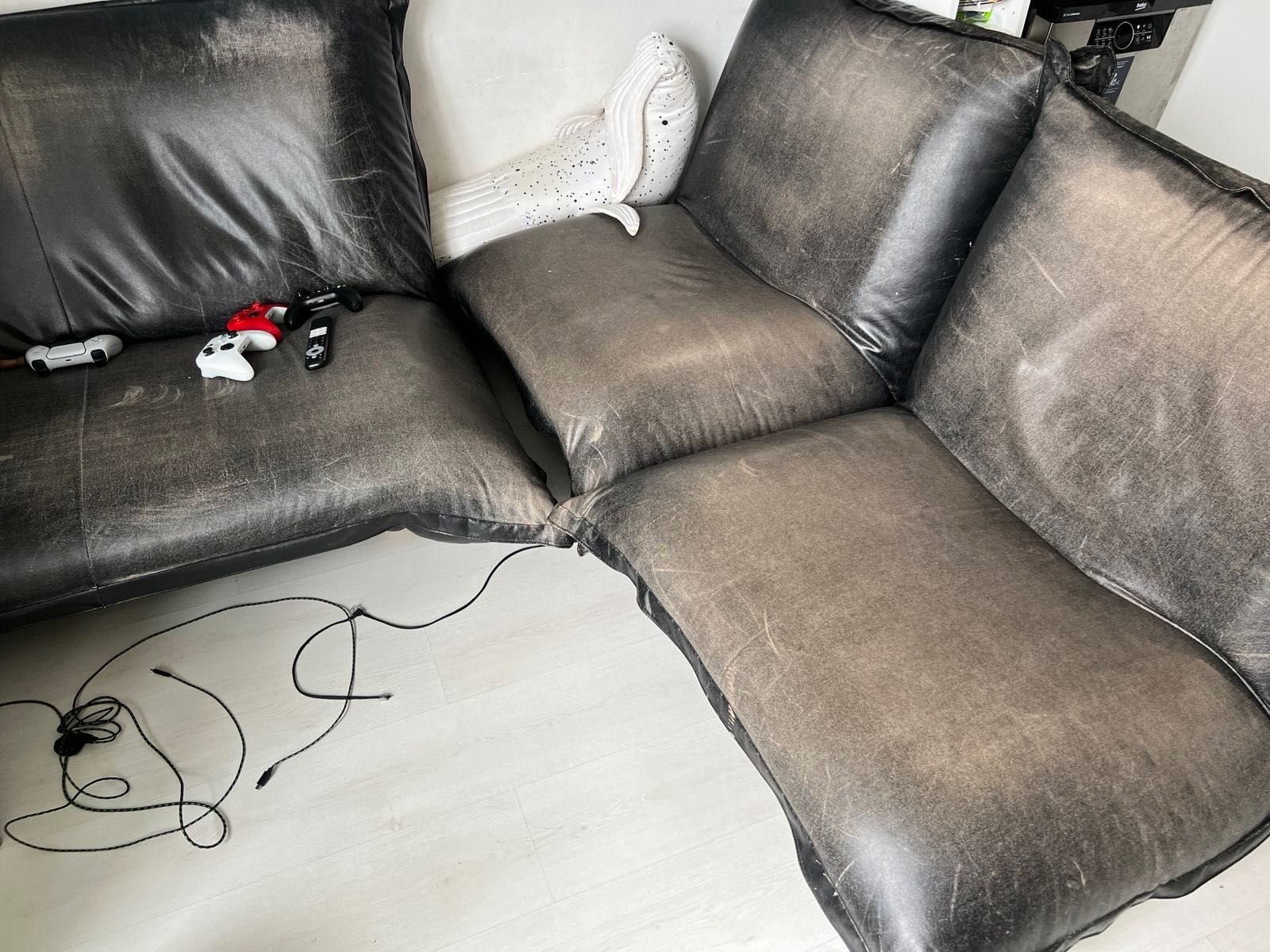 Komplet sofa i 2x fotele z ekoskóry