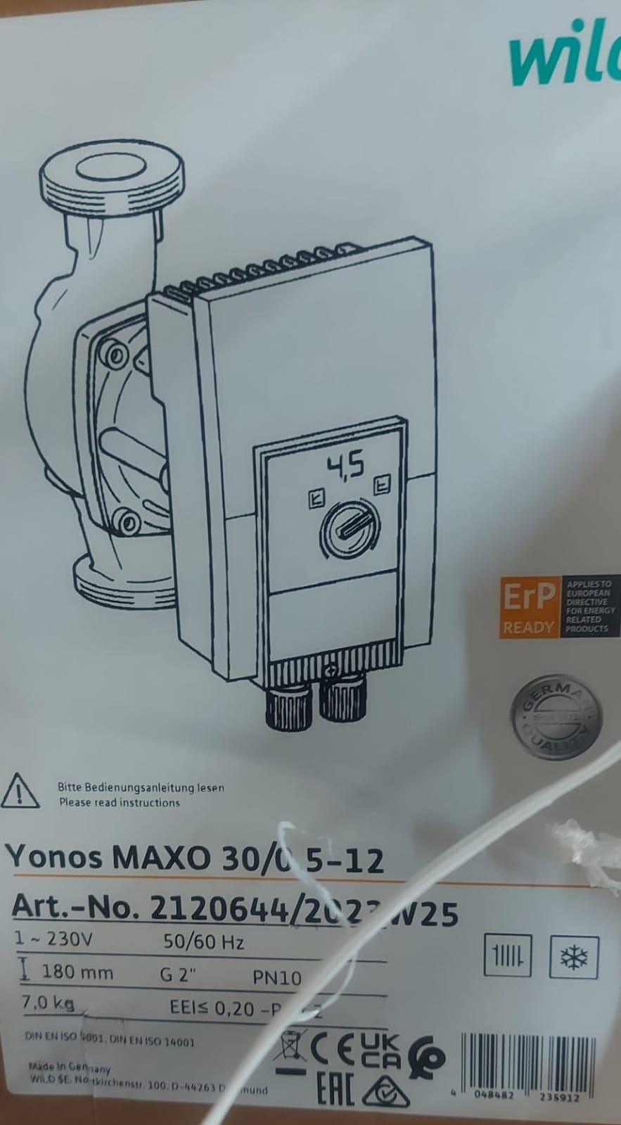Pompa WILO grundfos Yonos MAXO 30/0.5-12 nowa gwar. do czerwca 2025