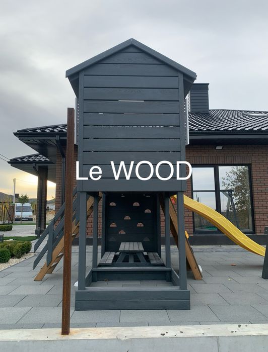 Майданчик дитячий. Комплекс. Будиночок. Гірка. Гойдалка. Столик.