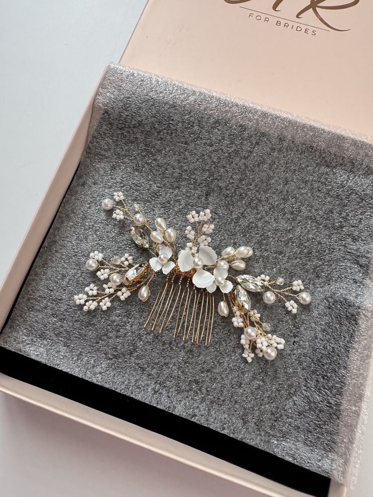 Ślubny grzebyk ozdoba na włosy wesele ślub AR for Brides