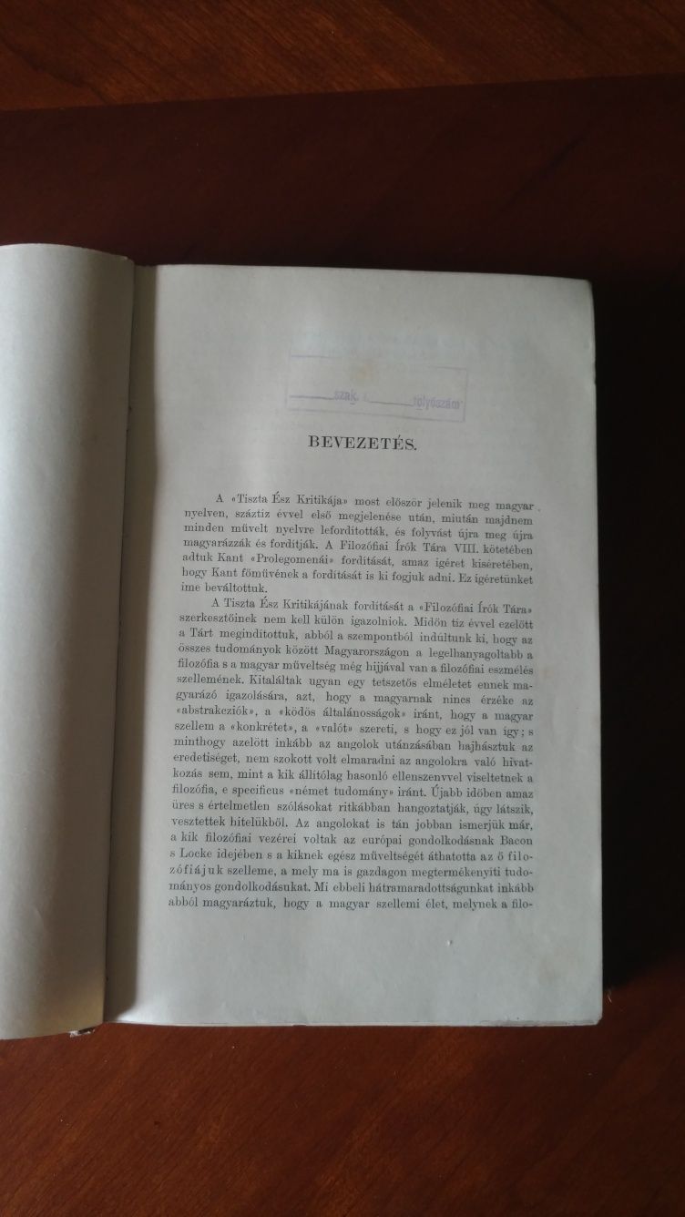 Кант. Критика чистого разума. На венгерском. a tiszta ész kritikája