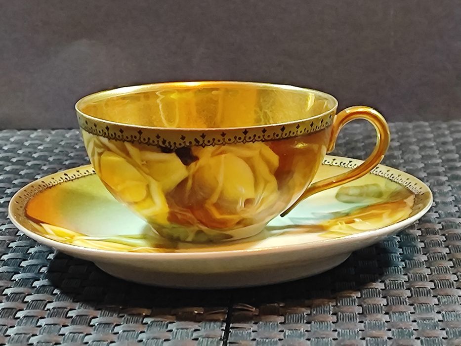 Porcelana Lettin DUO mokka złocona 24K Au Kolekcjonerska