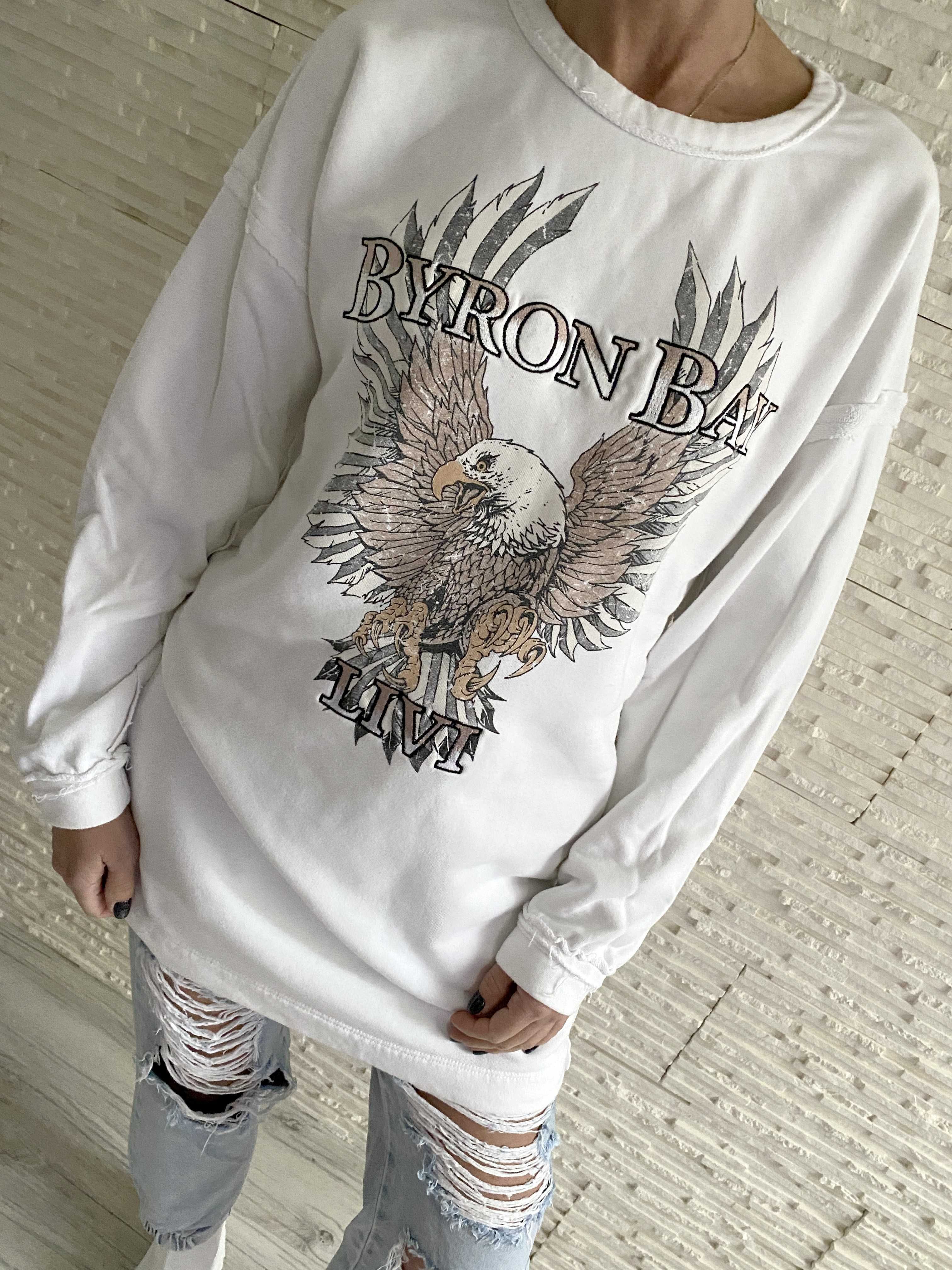 Livi długa biała bluza z Orzełkiem Byron Bay M-L