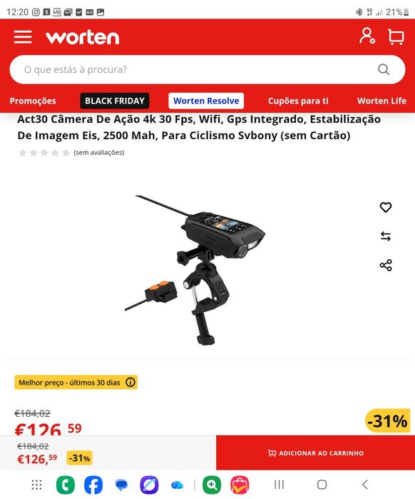 Camera acção para mota e bicicleta.