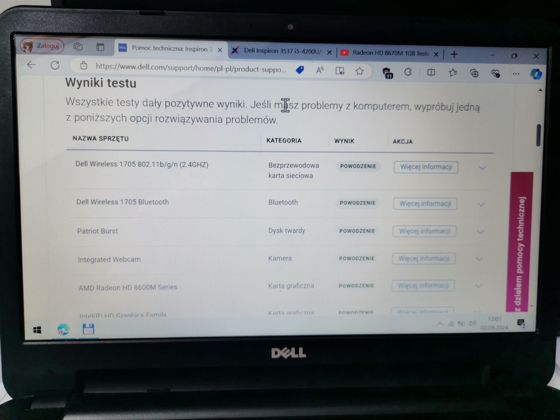 ZADBANY Dell Inspiron 3537/i5/256SSD/8GB/grafika/DVD/legalny Windows