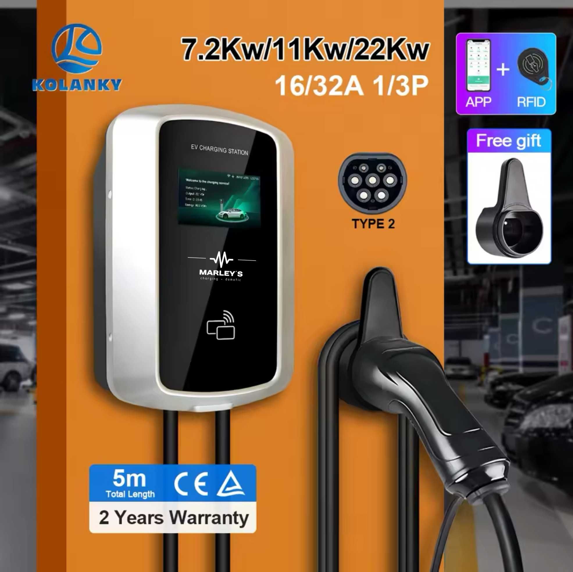 Carregador Wallbox - 11 KW - 16A - 3 fases - C/ APP e Cartões