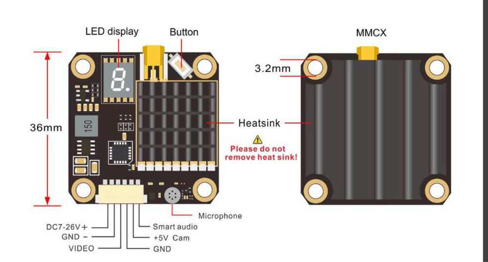 VTX Видео передатчик AKK FX2 Dominator 2 mW 5.8GHz