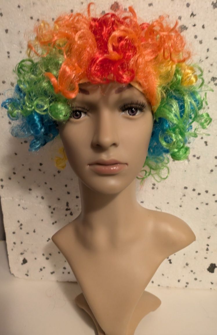 PERUKA AFRO / Klaun - Kolorowa KRĘCONE włosy - unisex
