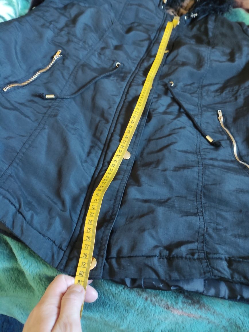 Granatowa ocieplana kurtka typu parka r.46/48
