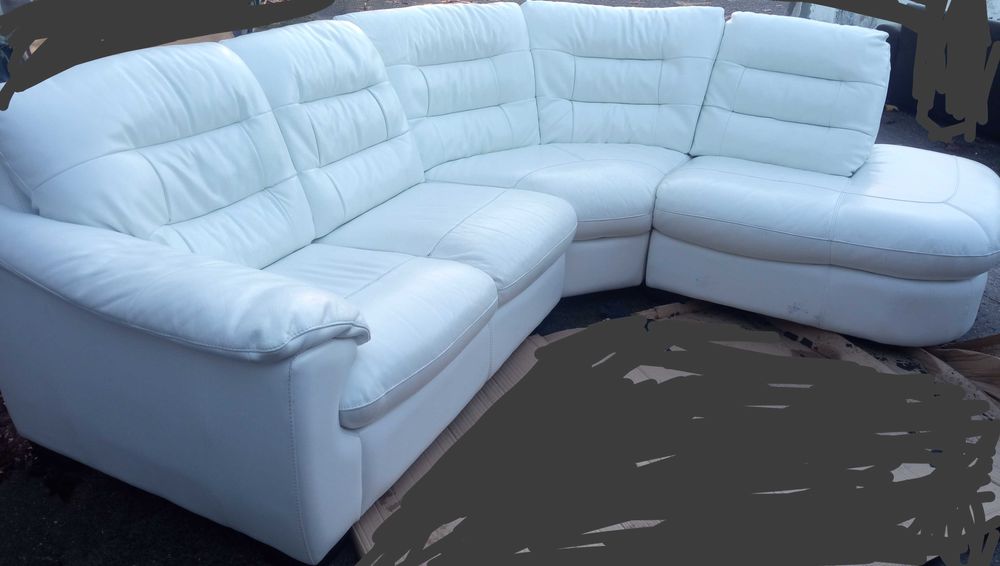 Sofá de canto pele genuína