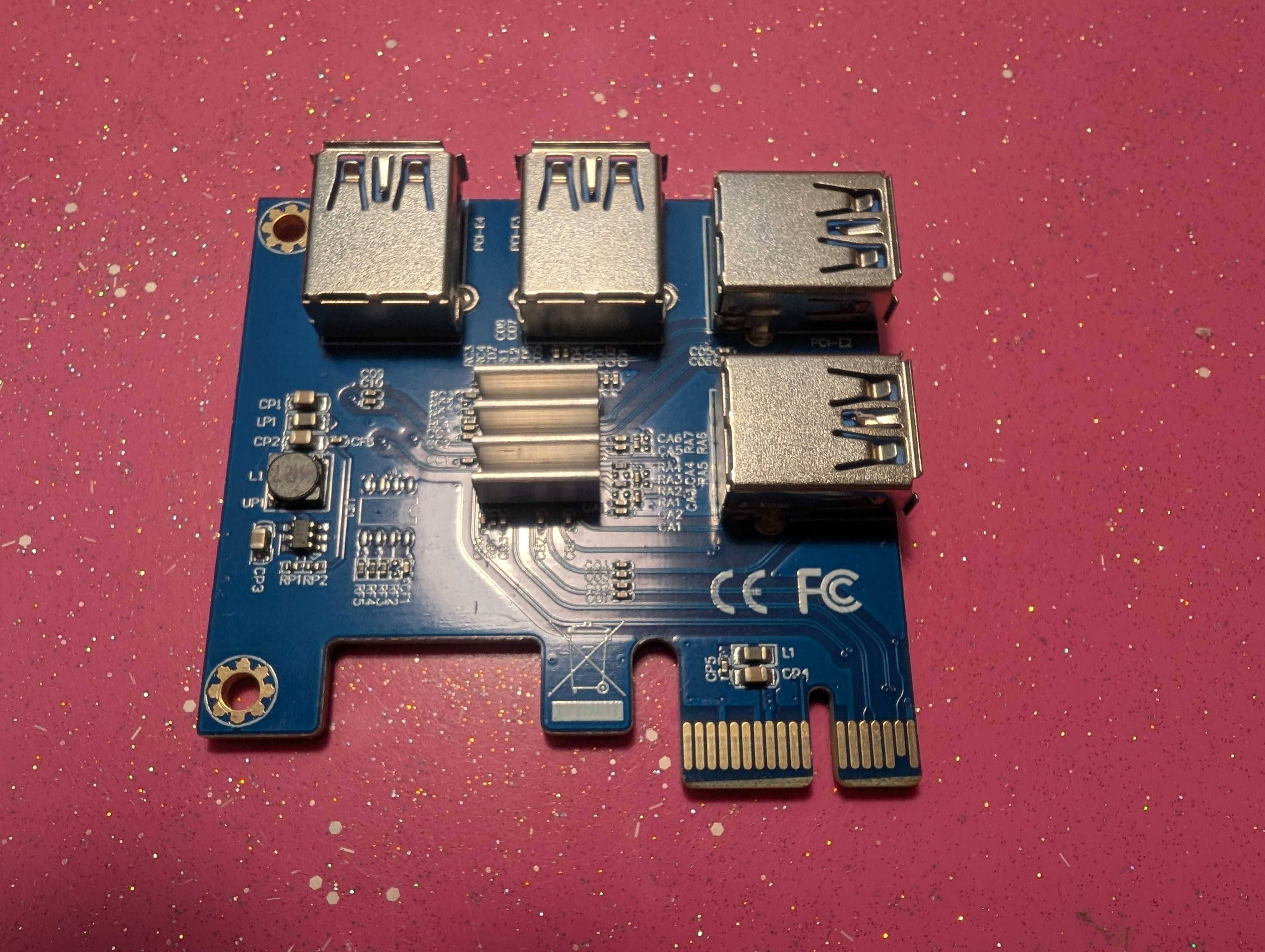 Плата расширения райзеров PCI-E x1-x16 to 4 PCI-E USB 3.0