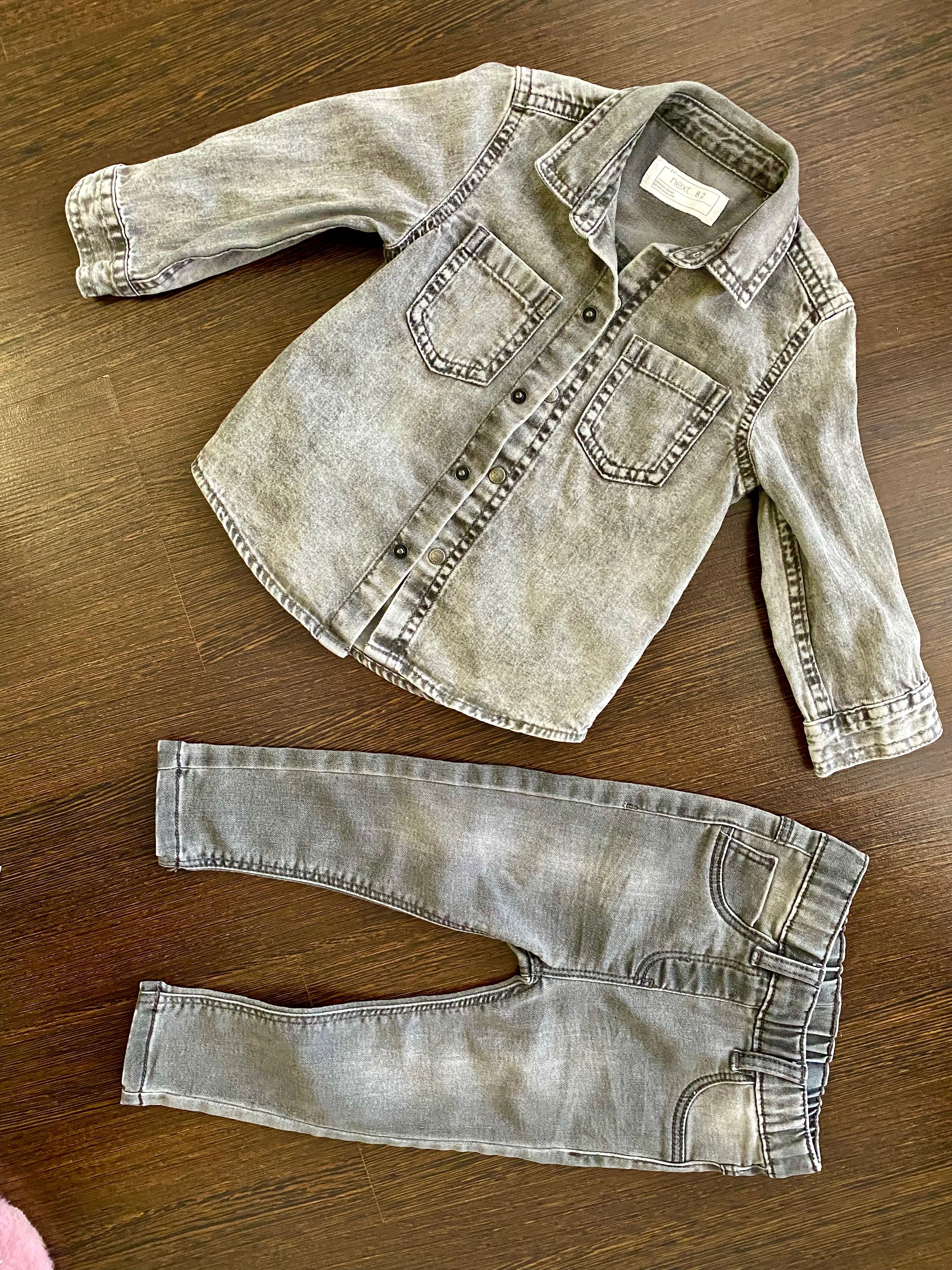 Набір дитячий джинсовий рубашка бежева джинси 9-12 місяців
