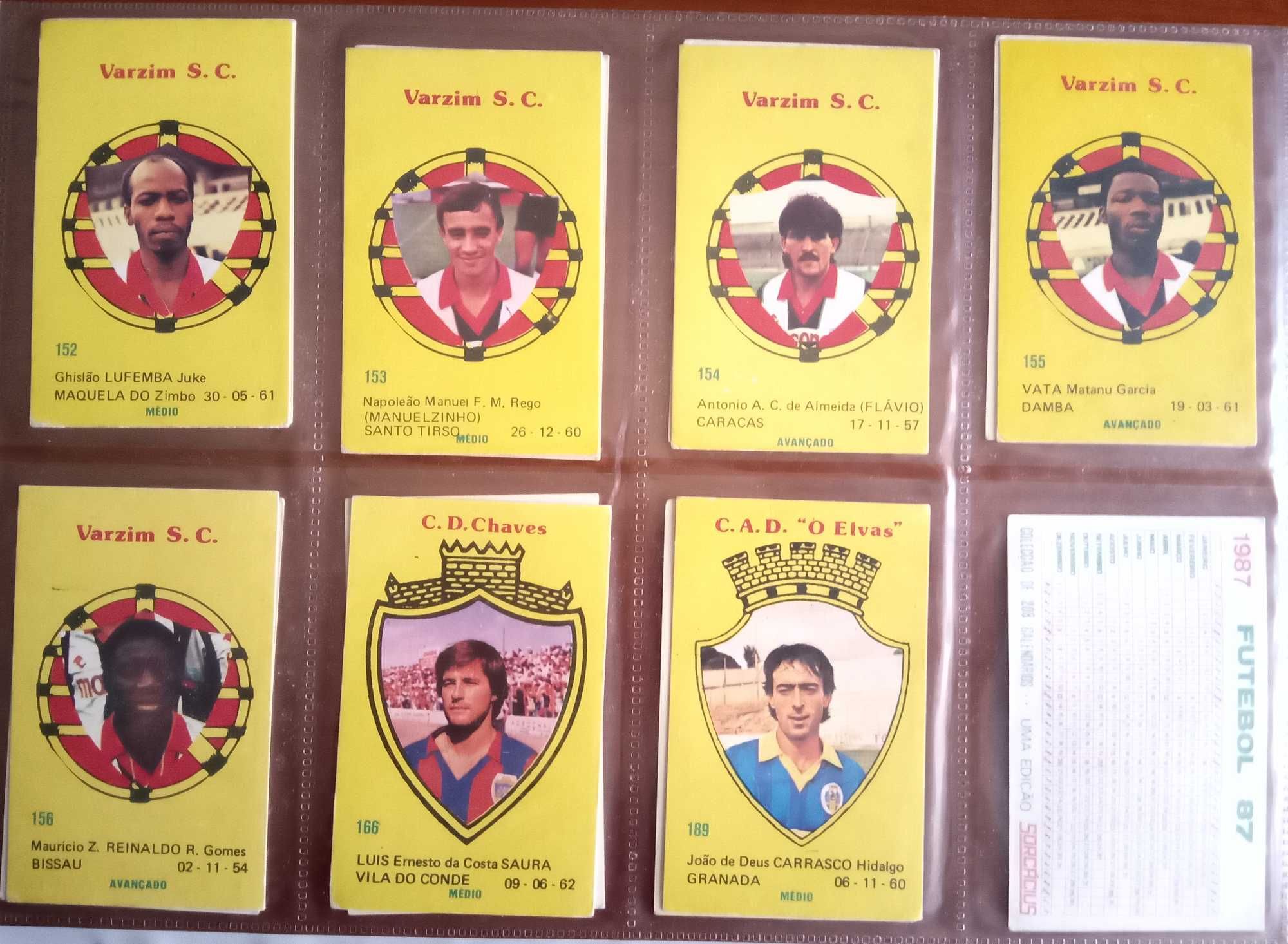 43 calendários diferentes da coleção futebol 87 da sorcacius