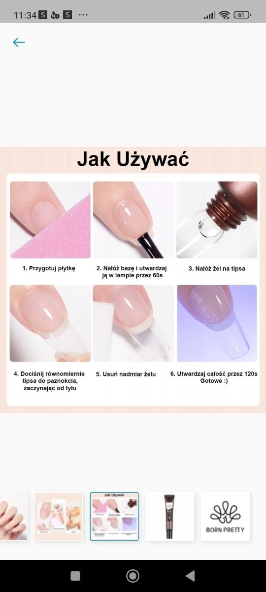BORN PRETTY Żel Klej do Tipsów Ozdób 3 w 1 UV/LED - Tubka 15g