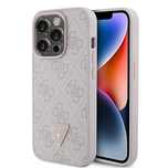 Etui Guess Leather 4G Triangle Strass do iPhone 15 Pro - różowe