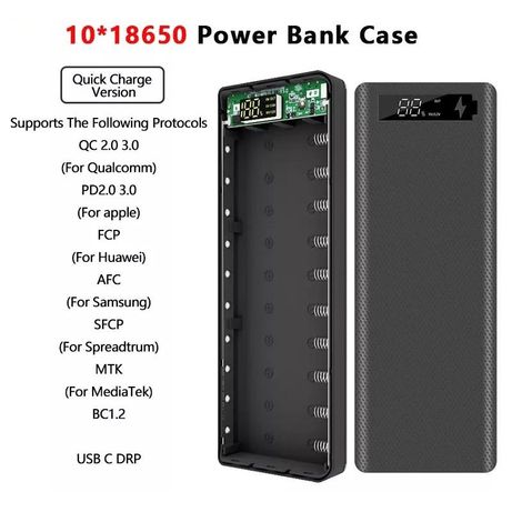 Швидка зарядка QC 3.0, Корпус для Power Bank на 10х18650