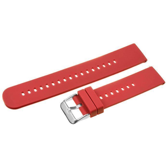 Pasek Gumowy Do Zegarka U27 - Czerwony/Srebrny - 22Mm