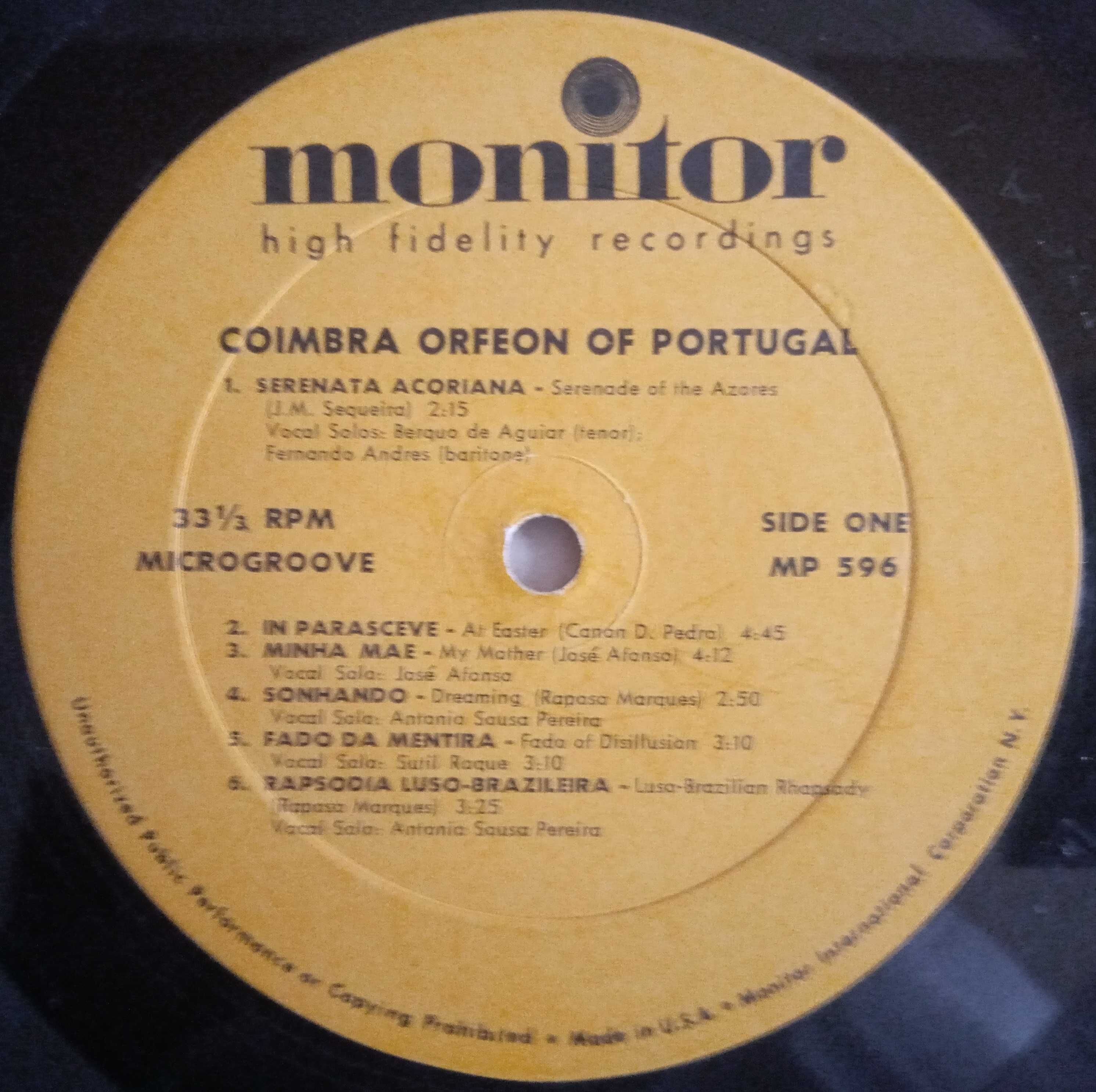 José Afonso	- - - - -		Coimbra Orfeon of Portugal	- - - - -	LP