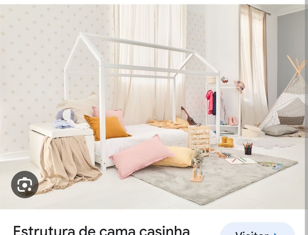 Cama casinha montessori com barra de protecção