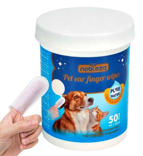 Czyściki do uszu płatki chusteczki napalcowe dla psa kota zwierząt