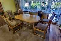 Stół krzesła drewniany dąb  antyk renowacja