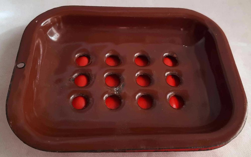 Olkusz Mydelniczka z Podstawkiem Emalia Klasyk PRL Vintage