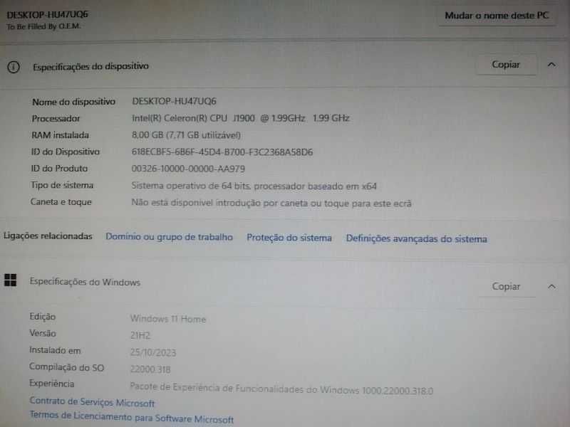 PC Desktop Windows 11 Home / 2.0GHz / 8GB Ram / SSD 240GB