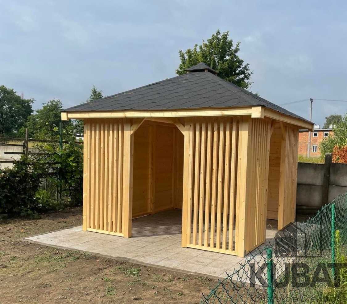 Nowoczesna altana z lamelami 3x3 | altanka ogrodowa drewniana |altanki