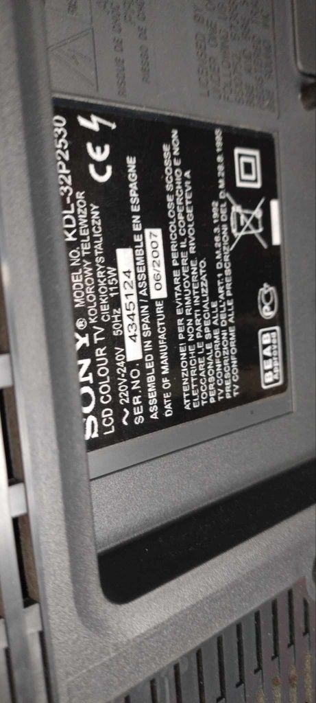 Telewizor Sony Bravia kdl-32p2530+ odtwarzacz płyt z wejściem USB