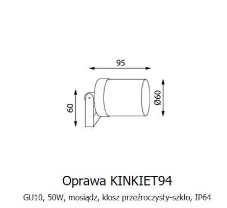 Oprawa oświetleniowa, kinkiet mosiężny, A94 Eurohandel 50 W GU10