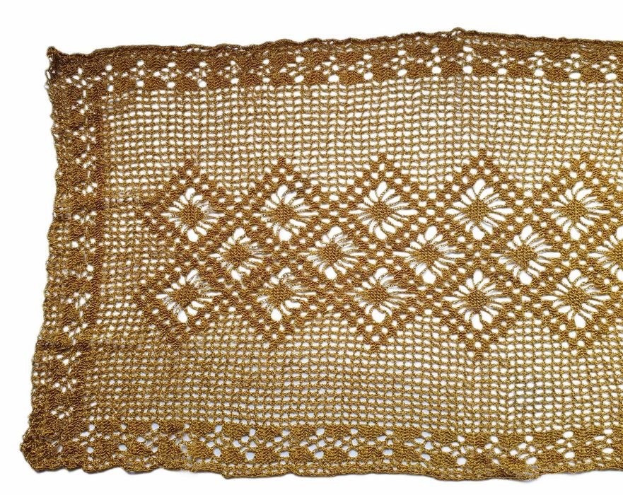 Bieżnik pleciony w miodowym kolorze Serweta Vintage z PRL